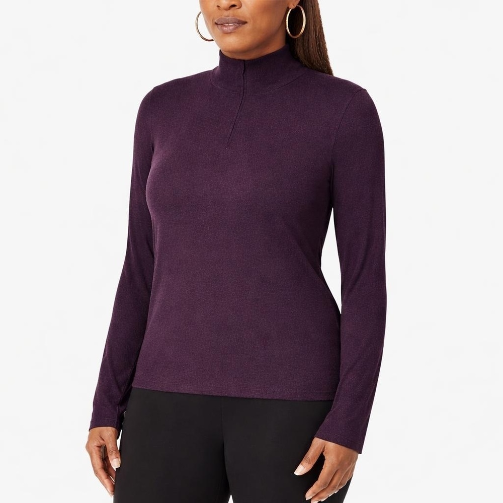 Mondetta Women's Xxl Active Ribbed 1/2 Zip Top Purple H1032